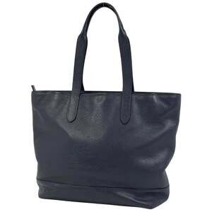 Coach Leather Tote Bag Shoulder 89933 Women's Navy
